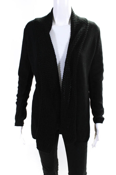 Belldini Womens Knit Tight Woven Open Cardigan Sweater Black Size M