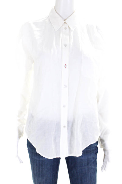 Elizabeth And James Women's Collared Log Sleeves Button Down Shirt White Size XS