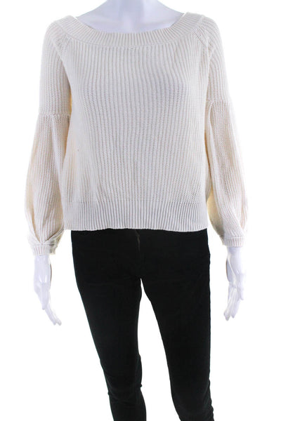 Central Park West Womens Cream Open Knit Long Sleeve Sweater Top Size XS