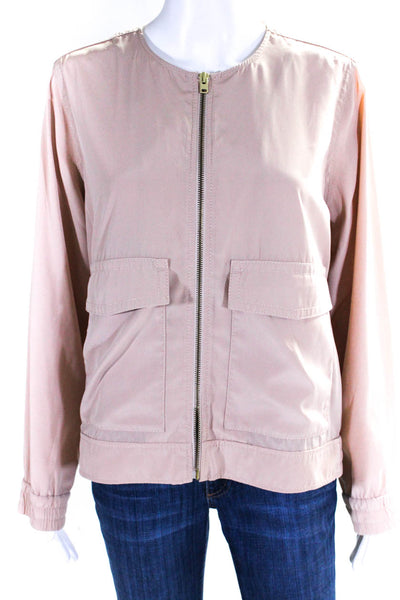 J Crew Women's Full Zip Pocket Unlined Basic Jacket Beige Size M