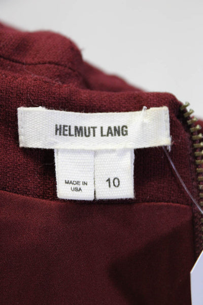 Helmut Lang Womens Asymmetrical Hem Leather Trim Tank Dress Burgundy Red Size 10