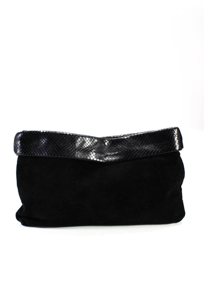 Calvin Klein Womens Faux Snakeskin Suede Clutch Handbag Black