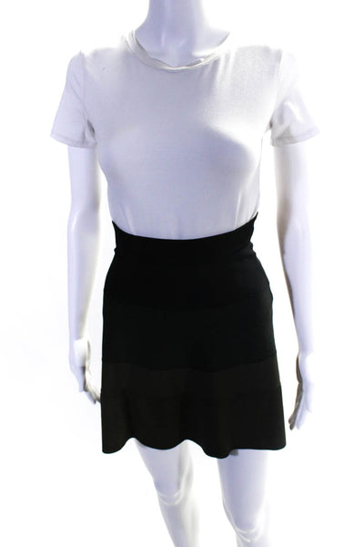 A.L.C Women's Flared Color Block Mini Skirt Green Black Size L