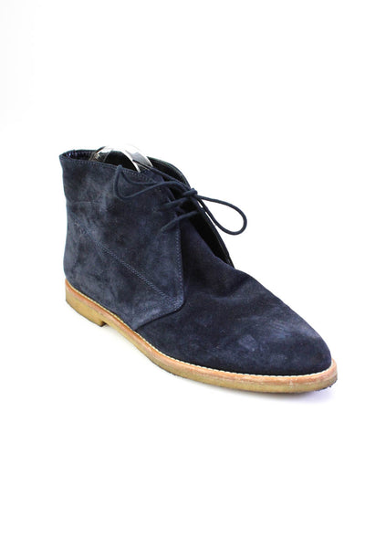 Manolo Blahnik Mens Suede Ankle High Chukka Boots Navy Blue Size 8US 41EU