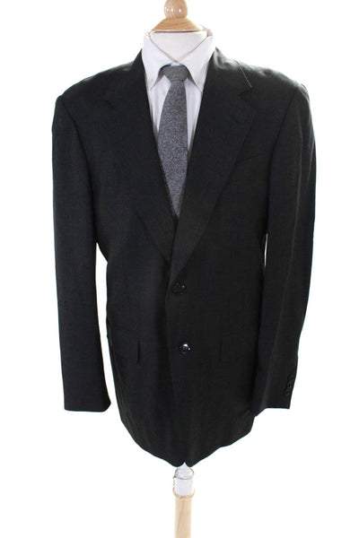Pal Zileri Mens Notched Collar Button Up Blazer Jacket Charcoal Gray Size 48