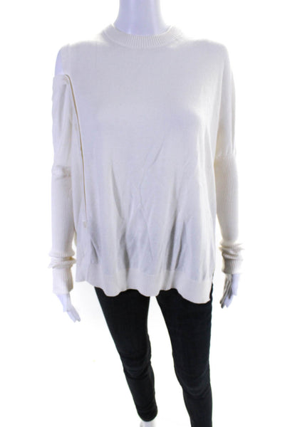 Allsaints Womens Cotton Button Detail Crew Neck Sweater White Size