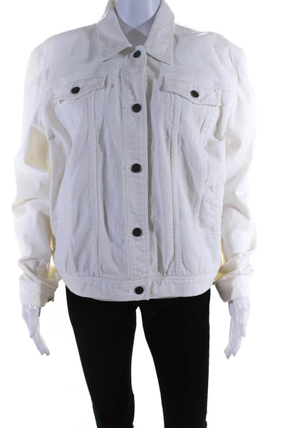 Lauren Jeans Company Womens White Cotton Long Sleeve Denim Jacket