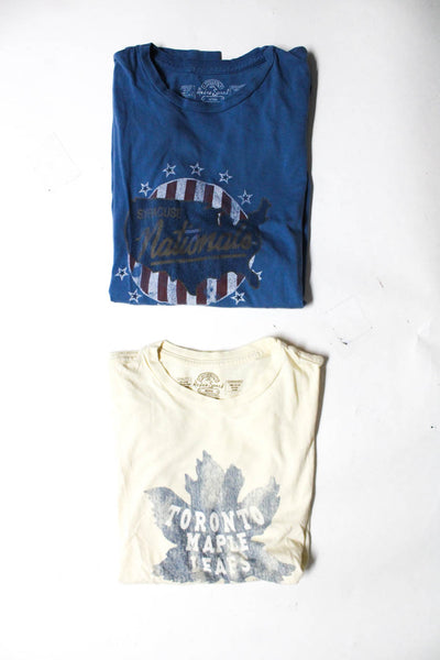 Retro Sport Men's Cotton Short Sleeve Graphic T Shirt Yellow Blue Size M Lot 2