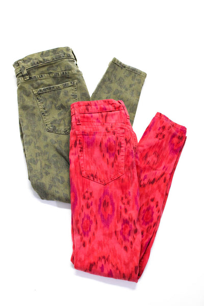 Joes Current/Elliot Womens Abstract Skinny Jeans Red Green Size 26 Lot 2