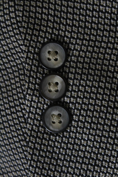 Bachrach Mens Grid Patterned Three-Button Blazer Jacket Beige Black Size M