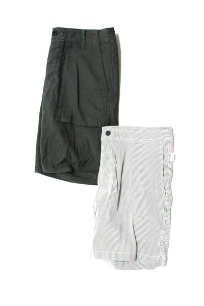 J Brand Onia Mens Mid Length Buttoned Shorts Green Black White Size 33, 36 Lot 2