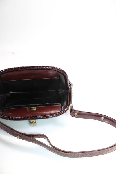 D'auria Womens Python Skin Structured Frame Brown Shoulder Bag Small Handbag