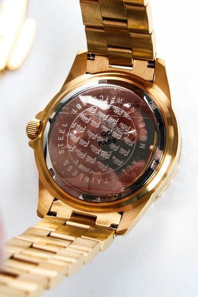Folli Follie Women's Gold Tone 43mm Round Crystal Face Chain Link Watch