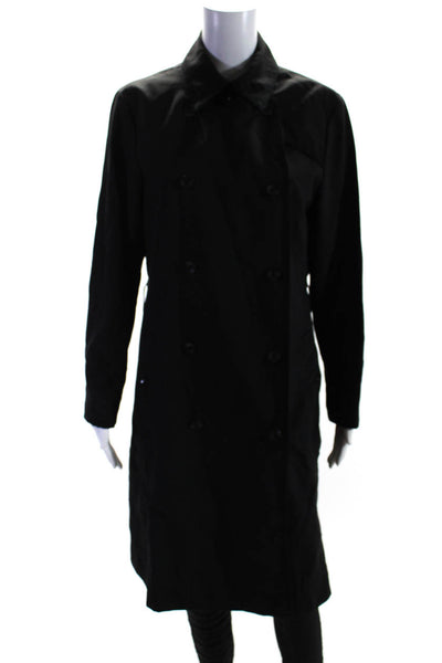 Rag & Bone Womens Collared Long Sleeve Button Up Long Trench Coat Black Size 6