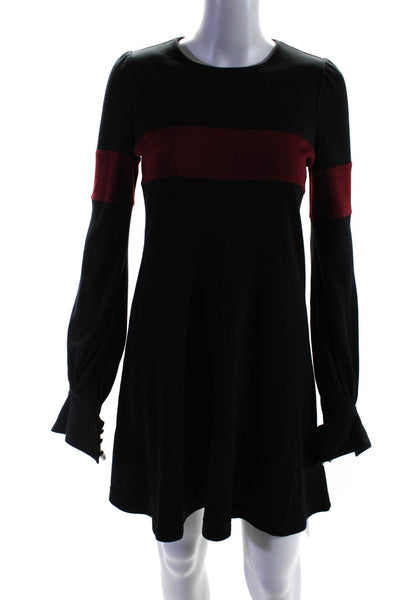 Biba Womens Crew Neck Single Stripe Flare Midi Dress Black Size