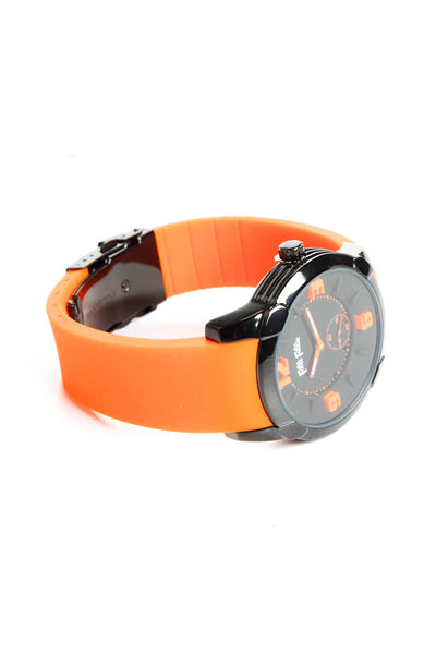 Folli Follie Orange Silicone Strap 46mm Stainless Steel Round Face Watch