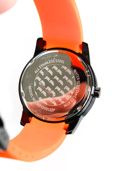 Folli Follie Orange Silicone Strap 46mm Stainless Steel Round Face Watch