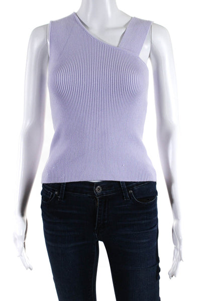 DSTLD Womens Purple Cotton Ribbed Knit V-Neck Sleeveless Tank Top Size XS