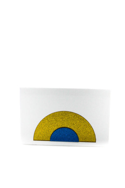 Malvez Womens Magnetic Acrylic Glitter Arch Box Clutch Handbag White Gold Blue