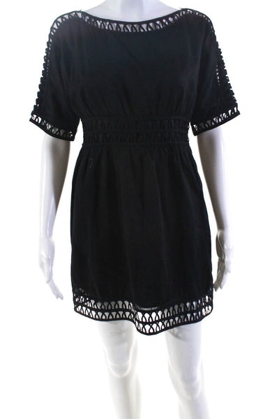 Cynthia Cynthia Steffe Womens Black Cotton Short Sleeve Shift Dress Size 4