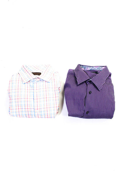 Ted Baker London Thomas Dean Mens Button Down Shirts Purple White Size 5/XL Lot