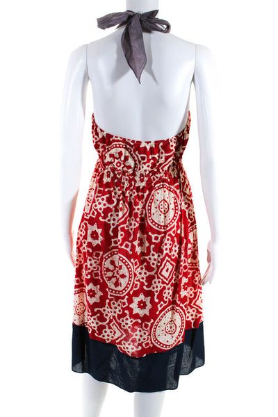 Tocca Womens Cotton Abstract Printed Halter Empire Waist Dress Red Size 4