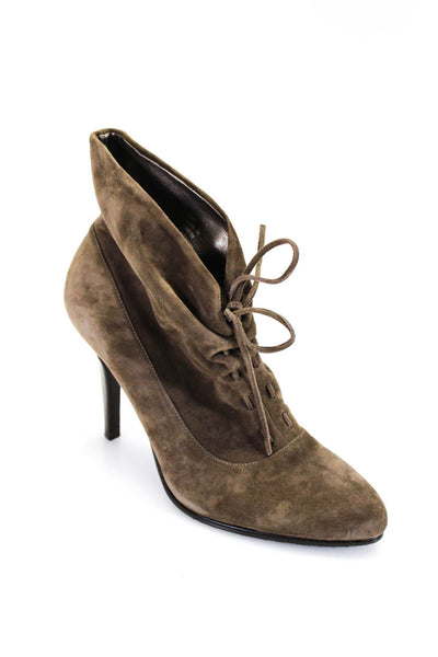 Calvin Klein Women's Suede Pointed Toe High Heel Ankle Booties Brown Size 7