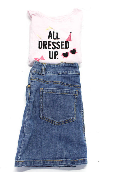 Kate Spade New York Girls Denim Skirt Crewneck Tee Blue Pink Size 6 10 Lot 2