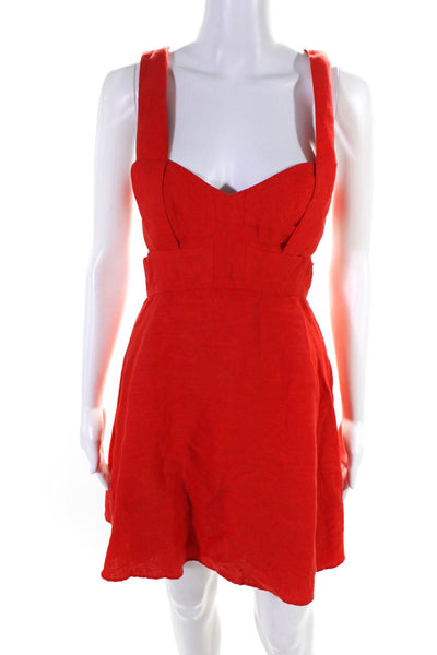 Marciano Women's Linen Sleeveless A Line Cut Out Mini Dress Red Size 2