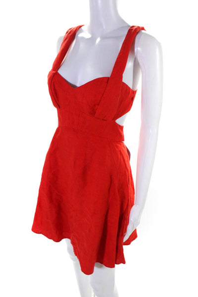 Marciano Women's Linen Sleeveless A Line Cut Out Mini Dress Red Size 2