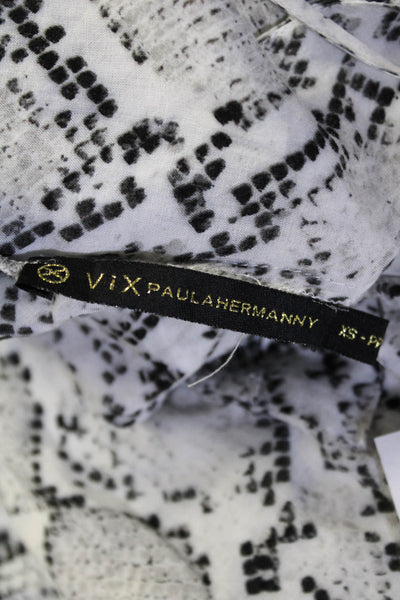 Vix Paula Hermanny Women's Animal Print V Neck Caftan Cover Up White Size XS