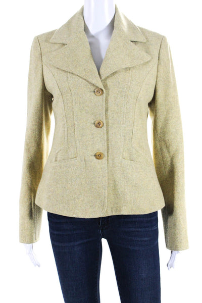 CH. Womens Notched Collar Fleece Blazer Jacket Yellow Wool Size Medium