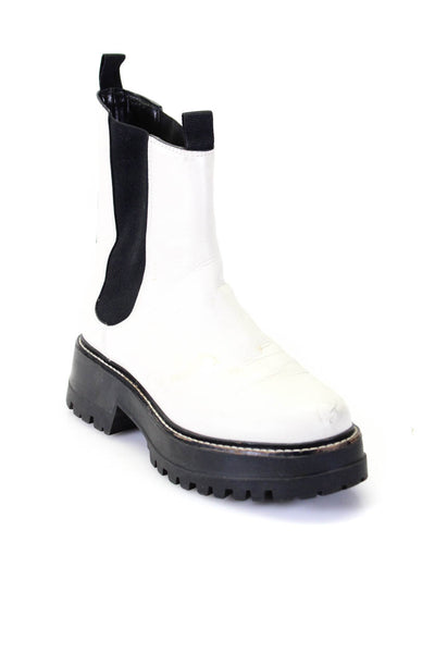 Sigerson Morrison Women's Pull On Platform Chelsea Ankle Boots White 37