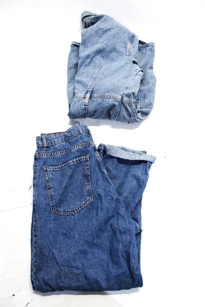 Zara Womens Jeans Blue Cotton Collar Long Sleeve Denim Jacket Size L 10 lot 2