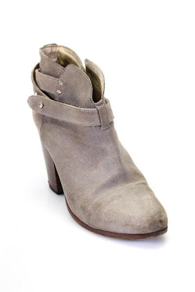 Rag & Bone Womens Suede Strappy High Heels Ankle Boots Gray Size 8.5