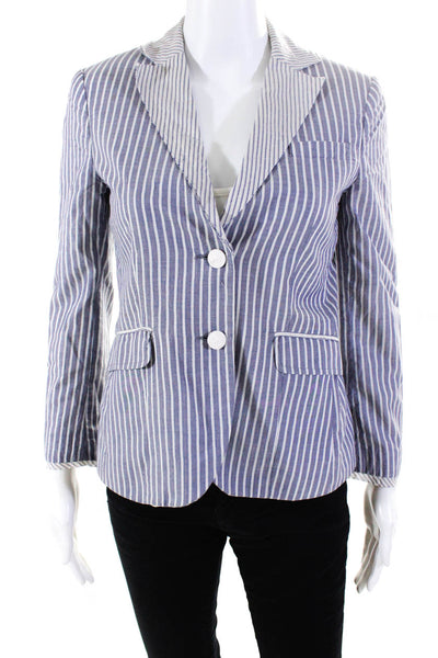 Rag & Bone Womens Striped Light Jacket Blue Cotton Size 0