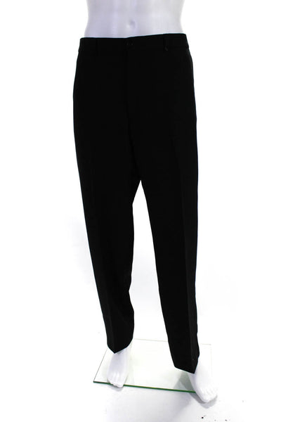 Armani Collezioni Womens Flat Front Straight Leg Dress Pants Black Size 40