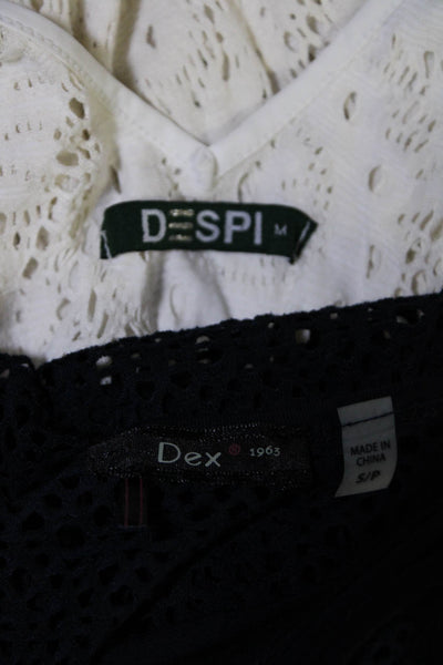 DEX Despi Womens Knit Mesh Cover Up Dresses Navy Blue White Small Medium Lot 2