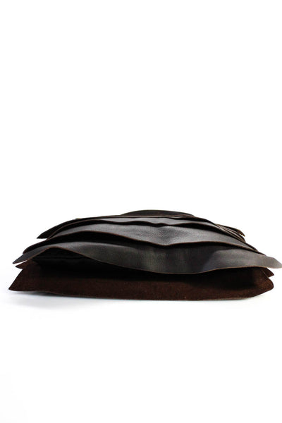 Violet Womens Leather Tiered Silver Tone Hardware Shoulder Bag Brown Handbag