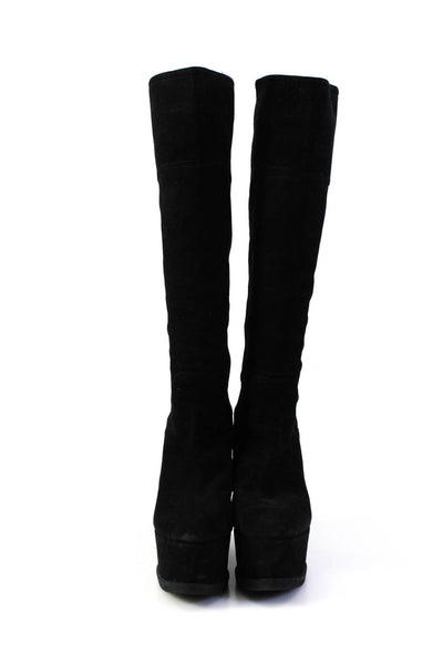 Paciotti Women's Suede Wedge Heel Platform Knee High Boots Black Size 36