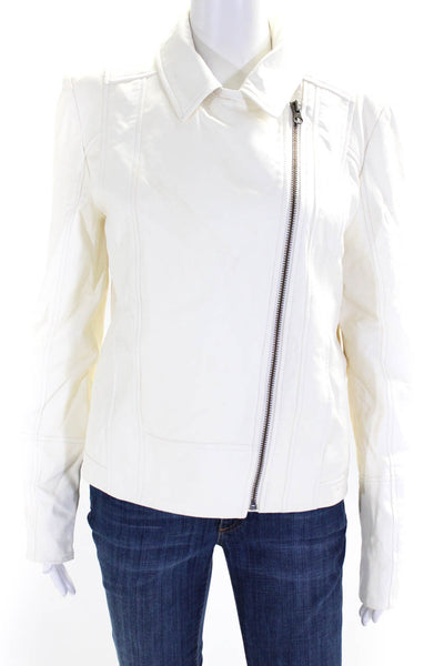 Truth And Pride Womens Asymmetrical Leather Jacket White Size MEdium