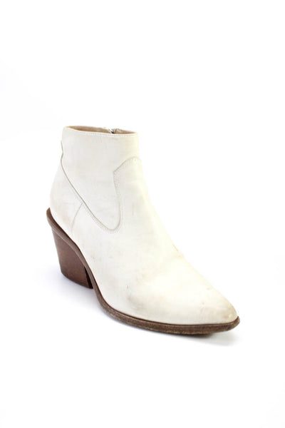 Rag & Bone Womens Side Zip Block Heel Pointed Toe Boots White Leather Size 6