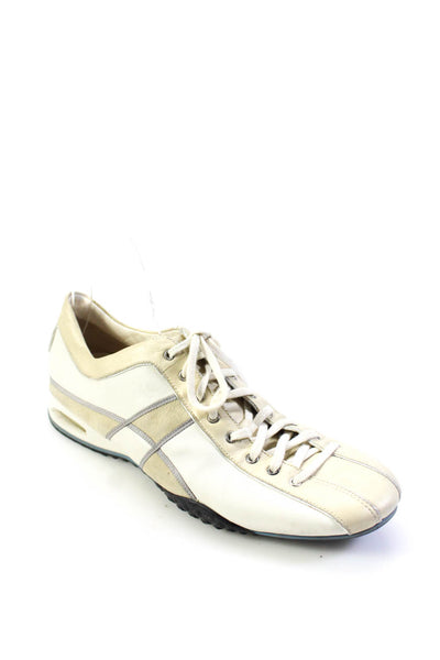 Cole Haan Womens Leather Low Top Sneakers White Beige Size 9 Narrow