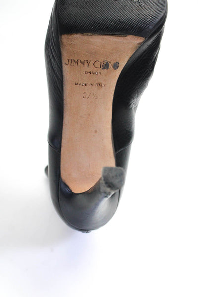 Jimmy Choo Womens Almond Toe Stiletto Ankle Boots Black Leather Size 37.5 7.5