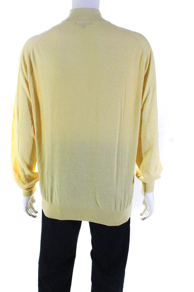 Bobby Jones Mens Quarter Zip Mock Neck Sweatshirt Yellow Cotton Size Large