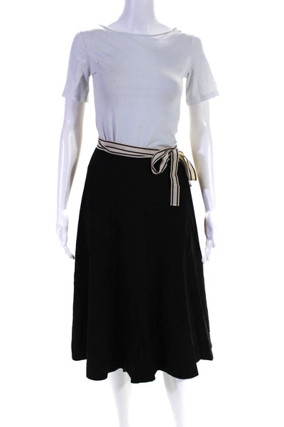 Bellerose Womens Grosgrain Stripe Midi Wrap Skirt Black Ivory Size 1