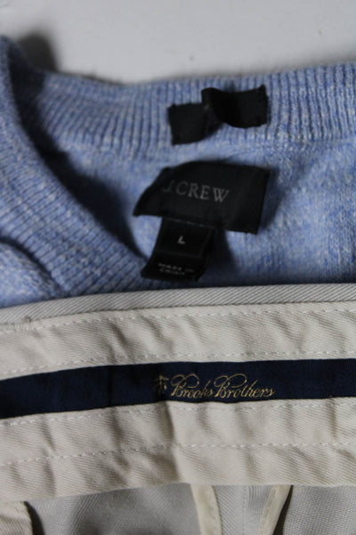 J Crew Brooks Brothers Pullover Knit Sweater Pants Blue Beige Size L 32/32 Lot 2