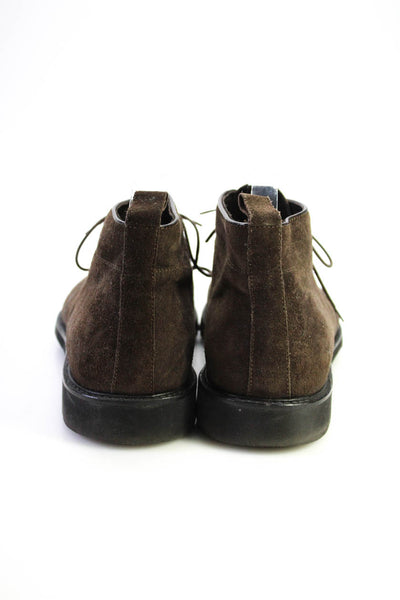 Designer Mens Suede Lace Up Chukka Boots Dark Brown Size 11.5