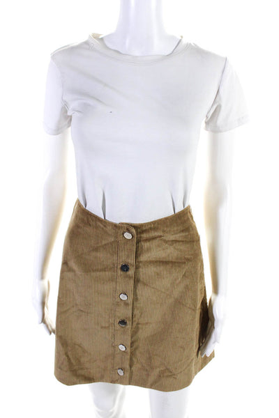 Elizabeth and James Women's Button Down Corduroy Mini Skirt Brown Size 4