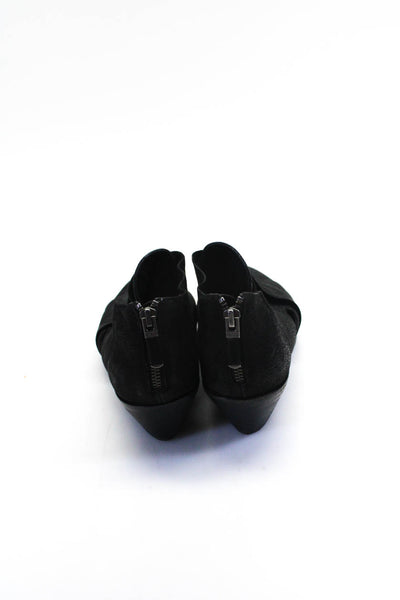 Eileen Fisher Womens Criss Cross Mid Heel Leather Booties Black Size 9